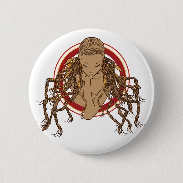 Bóton Redondo 5.08cm Menina de Dreadlock (Frente)