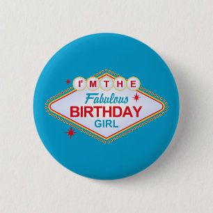 Bóton Redondo 5.08cm Menina do aniversário de Las Vegas