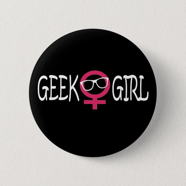Bóton Redondo 5.08cm Menina do geek (Frente)