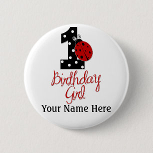 Bóton Redondo 5.08cm Menina do primeiro aniversario - senhora
