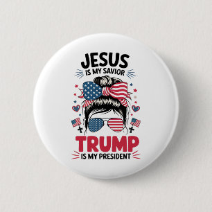 Bóton Redondo 5.08cm Menina Jesus Meu Salvador Trump Presidente Cristã