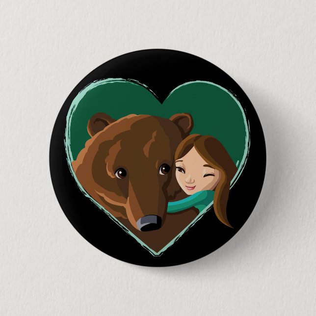 Bóton Redondo 5.08cm Menina que abraça o urso (Frente)