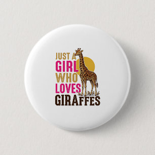 Bóton Redondo 5.08cm Menina Que Ama Girafas Camisa Vintage de Girafa De