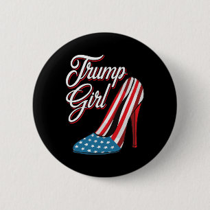 Bóton Redondo 5.08cm Menina Trump 2025 Saltos Altos Bandeira Americana