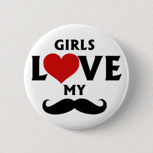 Bóton Redondo 5.08cm Meninas Adoram Meu bigode