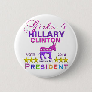 Bóton Redondo 5.08cm Meninas para o presidente de Hillary Clinton