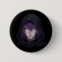 Menino Anime com Capuz Escuro e Cabelo Roxo