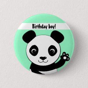 Bóton Redondo 5.08cm Menino bonito simples do aniversário da panda