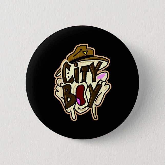 Bóton Redondo 5.08cm Menino da cidade meme  (Frente)