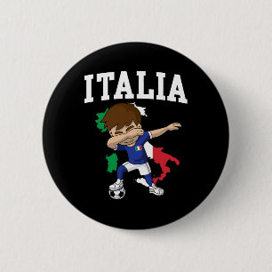 Bóton Redondo 5.08cm Menino do Futebol Italiano Bandeira Itália Mapa Es