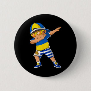 Bóton Redondo 5.08cm Menino metade ucraniano metade uruguaio Bandeira d