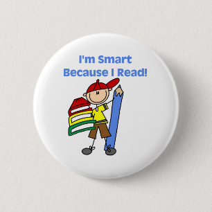 Bóton Redondo 5.08cm Menino Smart porque eu li