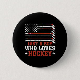 Bóton Redondo 5.08cm Meninos Do Lover De Hockey Com Bandeira Americano