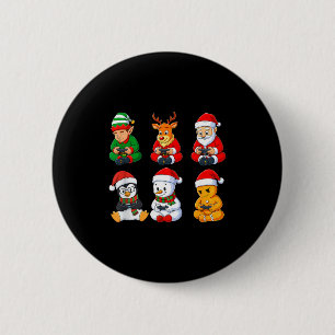 Bóton Redondo 5.08cm Meninos Gamer do Natal Vídeo Games Papai Noel Elfo