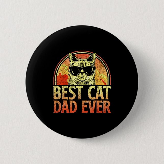 Bóton Redondo 5.08cm Mens Cat Dad Ever Funny Cat Dad Shirt Father's Day (Frente)