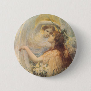 Bóton Redondo 5.08cm Mensagem do Anjo por George Swinstead, Arte Antiga