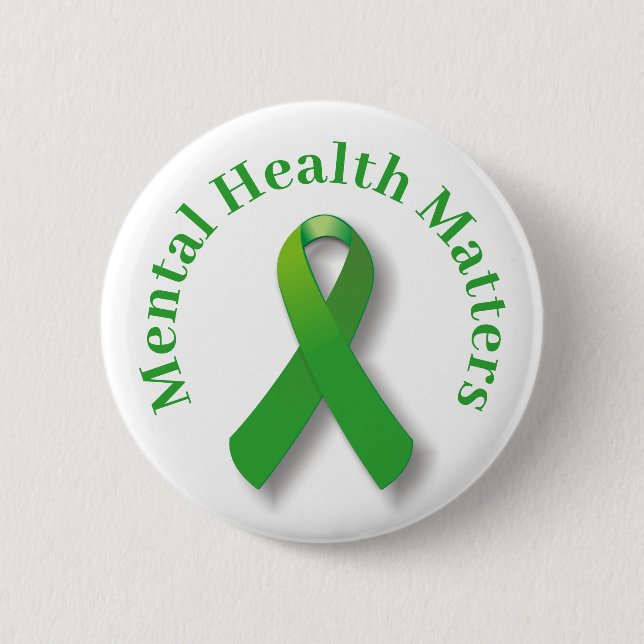 Bóton Redondo 5.08cm Mental Health Awareness And Green Ribbon  (Frente)