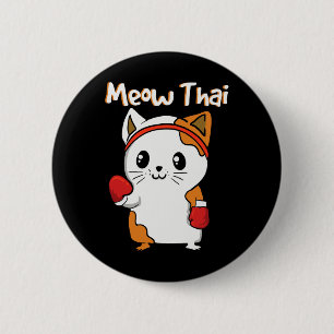 Bóton Redondo 5.08cm Meow Thai Martial Arts Cat Jiu-jitsu Karate Fighte