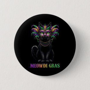 Bóton Redondo 5.08cm Meowdi Gras Mardi Gras Cat Lover New Orleans Louis
