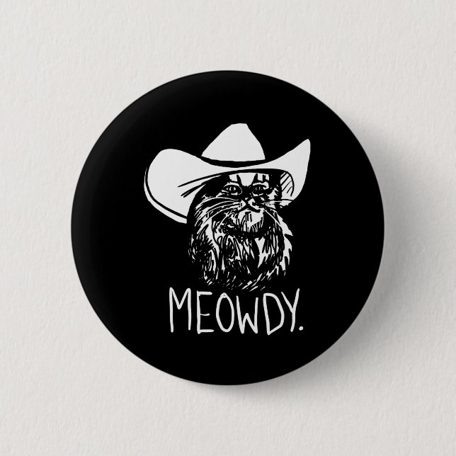 Bóton Redondo 5.08cm Meowdy Texas Cat Meme (Frente)