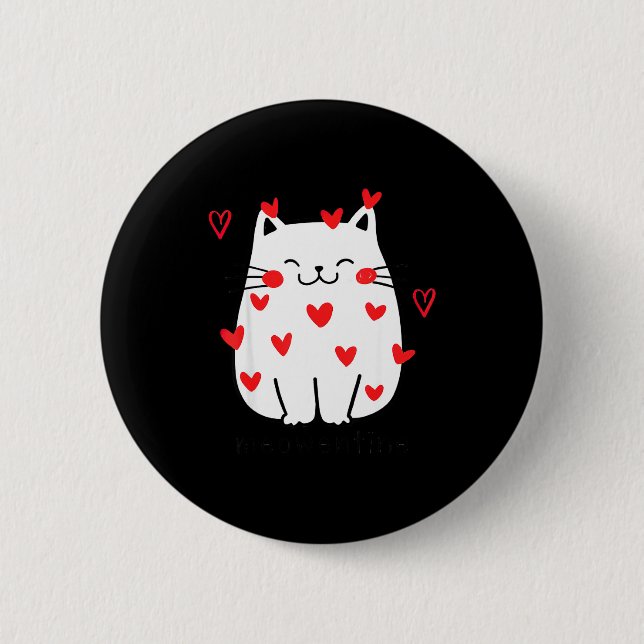 Bóton Redondo 5.08cm Meowentine Cute Cat Valentines Day Men Women Cat D (Frente)