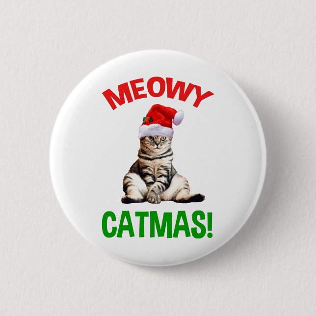 Bóton Redondo 5.08cm Meowy Catmas! (Frente)