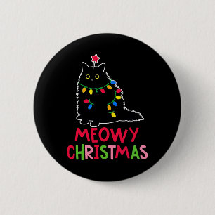 Bóton Redondo 5.08cm Meowy Natal Xmas Luz Negra Gato Pijamas Fami