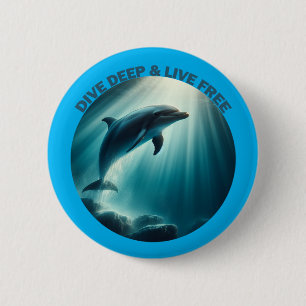 Bóton Redondo 5.08cm Mergulhe Dolphin Livre Ao Vivo