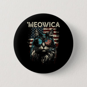 Bóton Redondo 5.08cm Merica Patriotic Maine Coon Cat