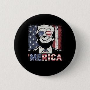 Bóton Redondo 5.08cm Merica Trump Happy 4 De Julho Bandeira Americana T