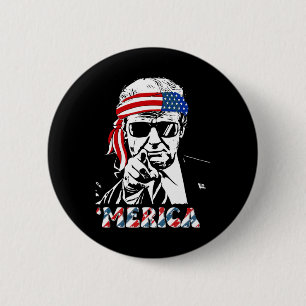 Bóton Redondo 5.08cm Merica Trump Happy 4 De Julho Bandeira Americana T