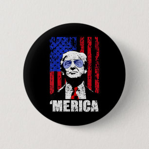 Bóton Redondo 5.08cm Merica Trump Happy 4 De Julho Bandeira Americana T