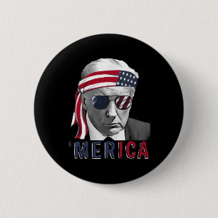 Bóton Redondo 5.08cm Merica Trump Happy 4 De Julho Bandeira Americana T