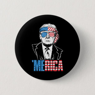 Bóton Redondo 5.08cm Merica Trump Happy 4 De Julho Bandeira Americana T