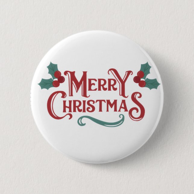 Bóton Redondo 5.08cm Merry Christmas Button – Holiday Cheer Accessory (Frente)
