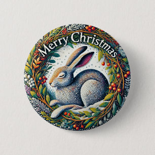 Bóton Redondo 5.08cm Merry Christmas Hare