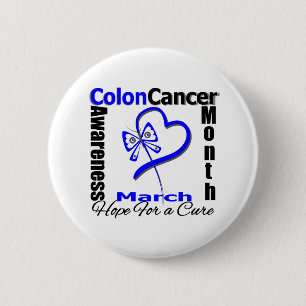 Bóton Redondo 5.08cm Mês da consciência do cancro do cólon do coraç