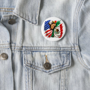 Bóton Redondo 5.08cm Mês da Herança Hispânica Bandeira EUA México