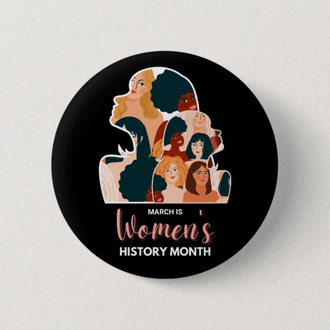 Bóton Redondo 5.08cm Mês da História das Mulheres (Frente)