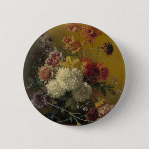 Bóton Redondo 5.08cm Mestre Holandês Antigo Floral Georgius van Os 1820