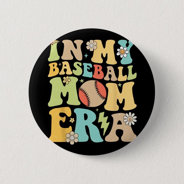 Bóton Redondo 5.08cm Meu Baseball Mãe Era Engraçado Beisebol Mamãe Mãe  (Frente)