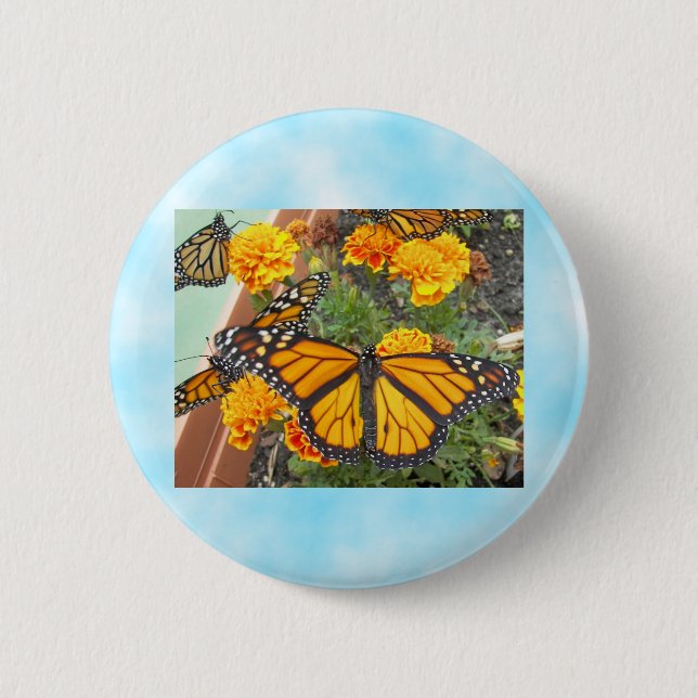 Bóton Redondo 5.08cm Meu botão Monarch Butterflies (Frente)