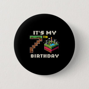 Bóton Redondo 5.08cm Meu Jogo de Pixel de Aniversário de 7 Anos Vídeo d