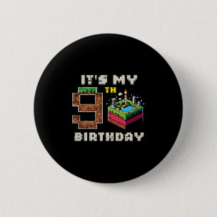 Bóton Redondo 5.08cm Meu Jogo de Pixel de Aniversário de 9 Anos com Bol