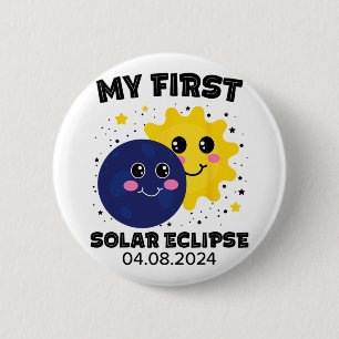 Bóton Redondo 5.08cm Meu Primeiro Eclipse Solar Toddler Meninas 2024 So