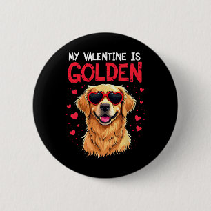 Bóton Redondo 5.08cm Meu Valentine é Golden Retriever Dia dos Namorados