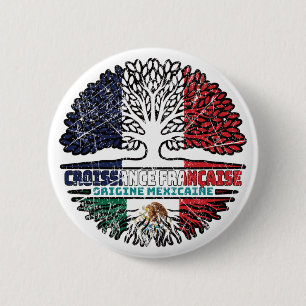 Bóton Redondo 5.08cm México, México, França, França, Árvore Bandeira