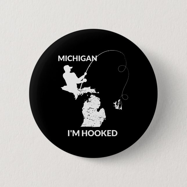 Bóton Redondo 5.08cm Mi Michigan Fish Jersey Gift Para Pescadores E (Frente)
