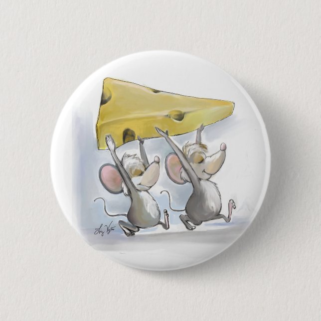 Bóton Redondo 5.08cm Mic & Mac Trazendo O Botão Queijo (Frente)