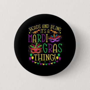 Bóton Redondo 5.08cm Miçangas Bling Mardi Gras Thing Carnival Party Wo